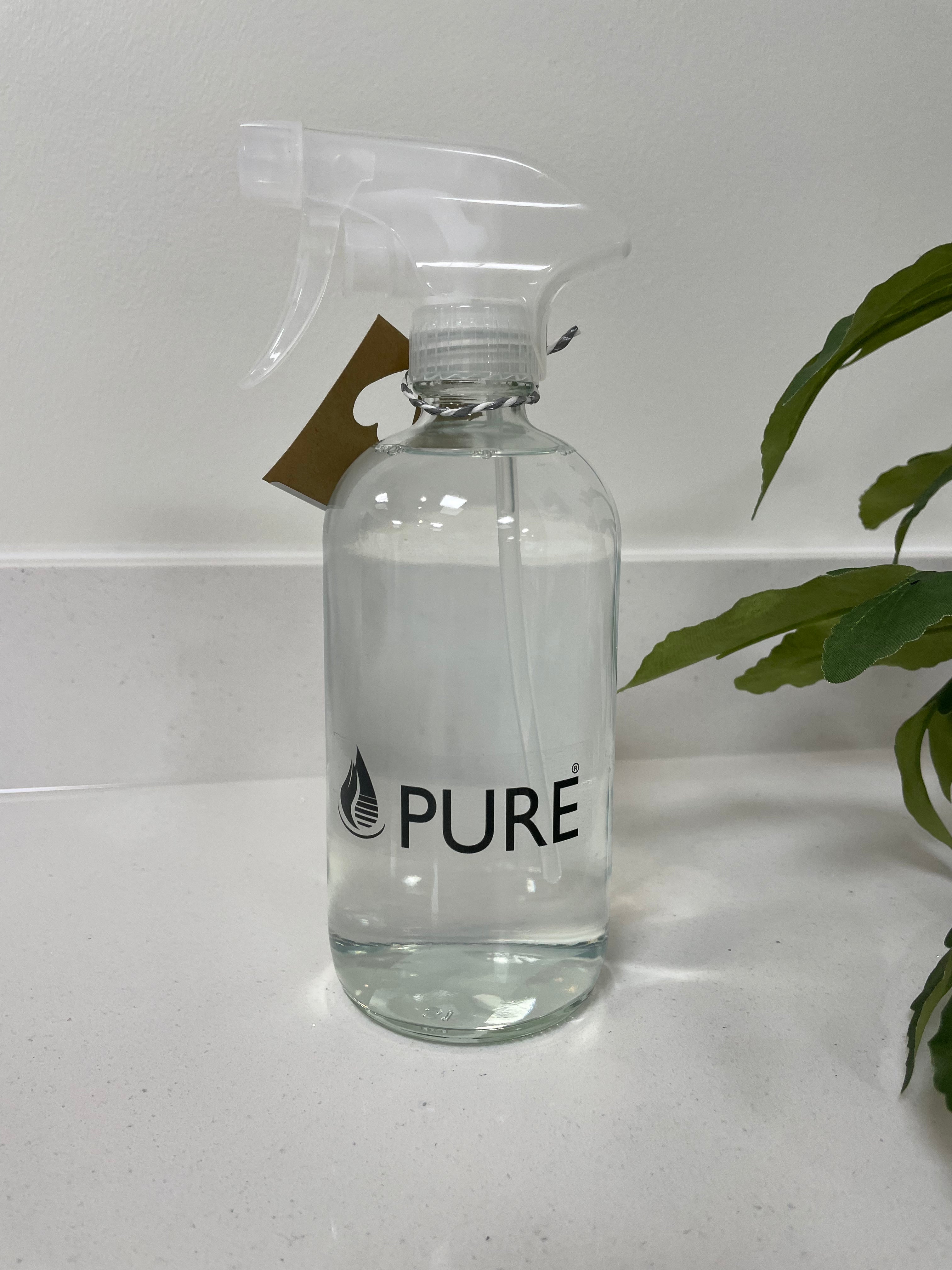 PURE BIO - Kitchen & Bathroom Cleaner - Peppermint- in Refillable Glass Spray Bottle